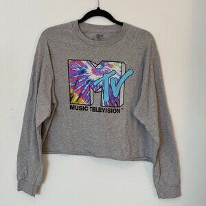Vintage MTV Gray cropped long sleeve crewneck shirt